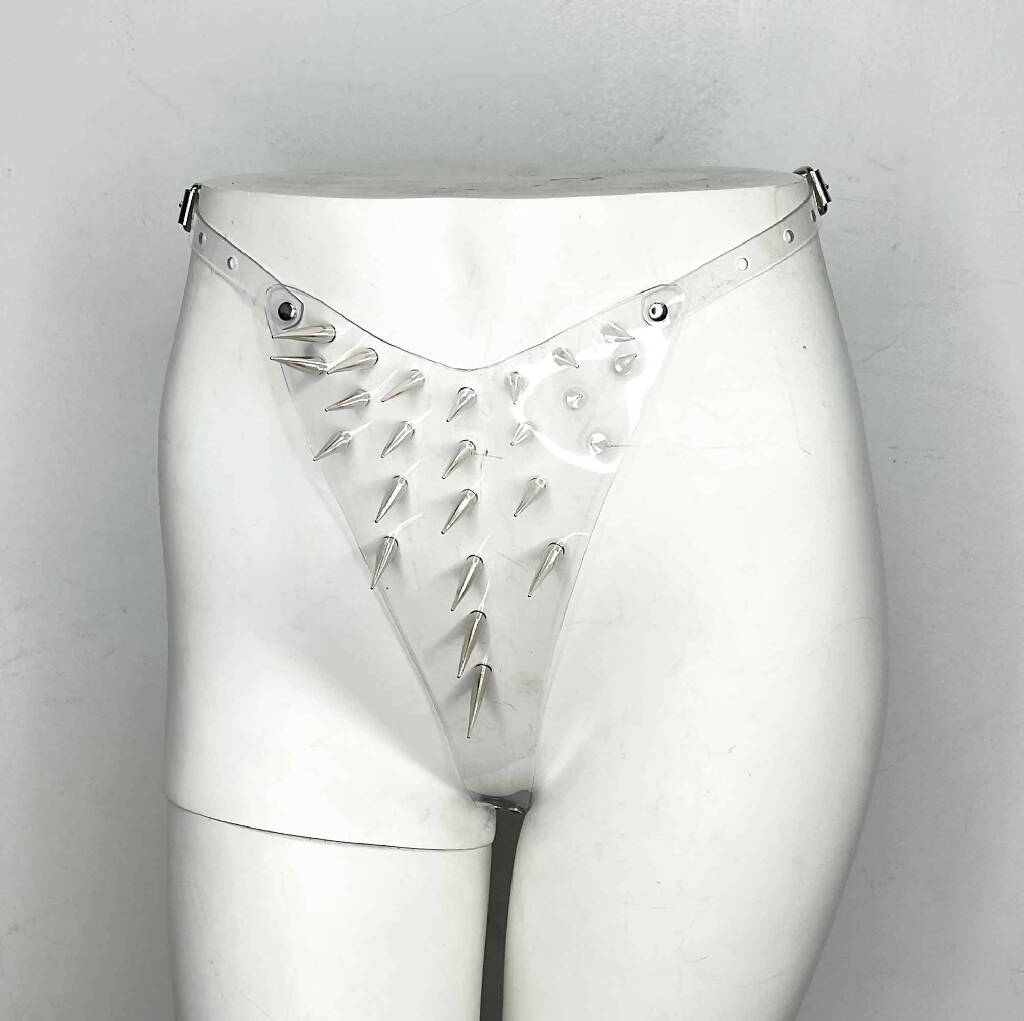 Andromeda Spiked Clear PVC Thong