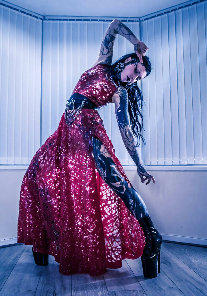 Alexa Latex Mesh Maxi Dress