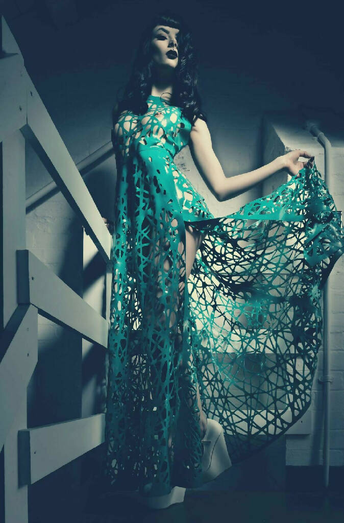 Alexa Latex Mesh Maxi Dress