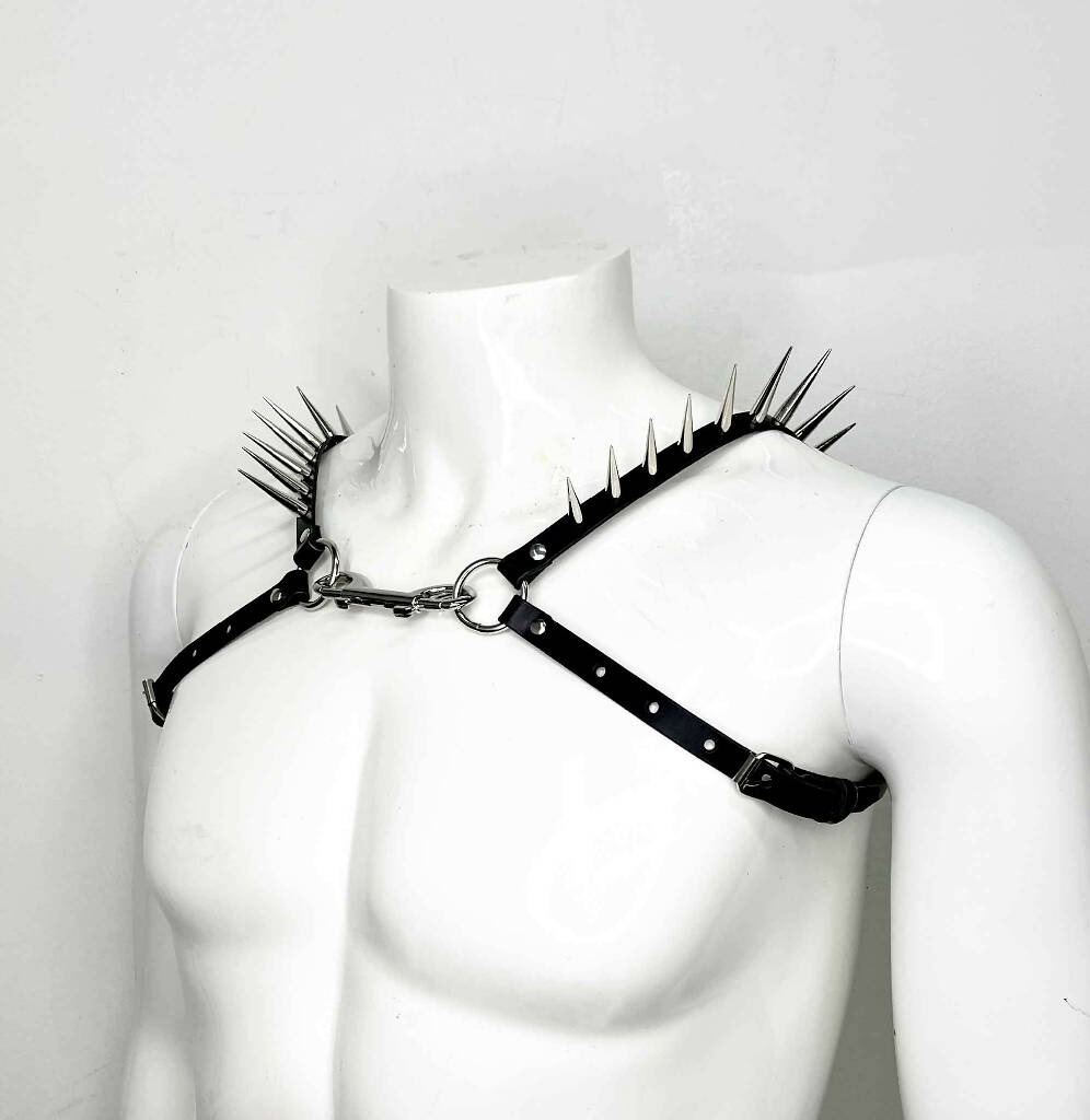 Icarus Spiked Slim Leather Bulldog Harness