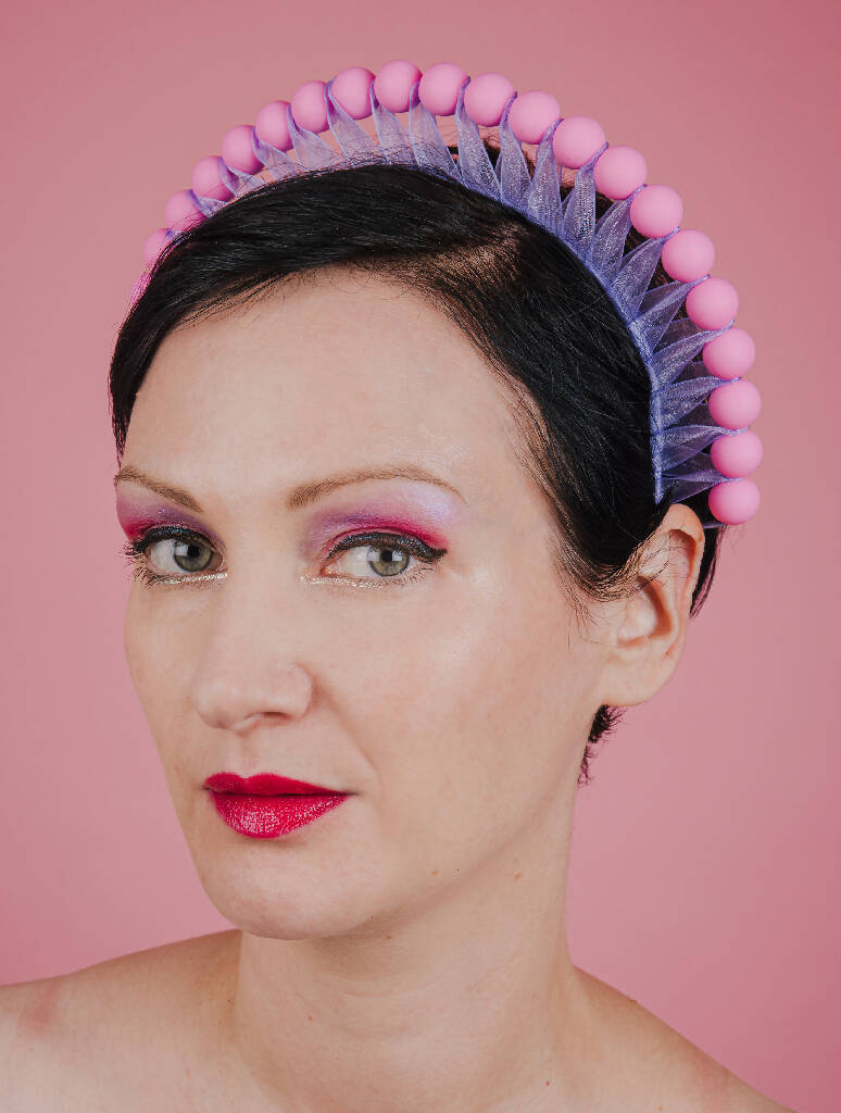Pink and lilac rubber bead halo headdress