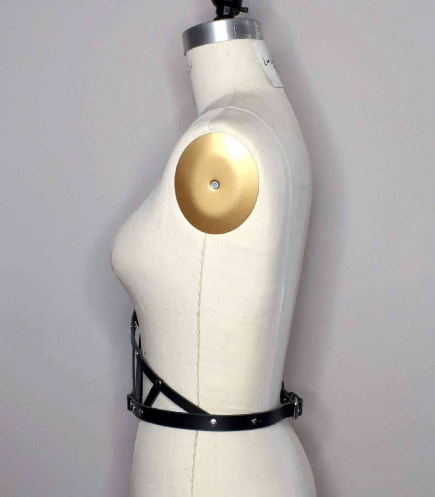 Suzy Black Leather Wide Harness Belt