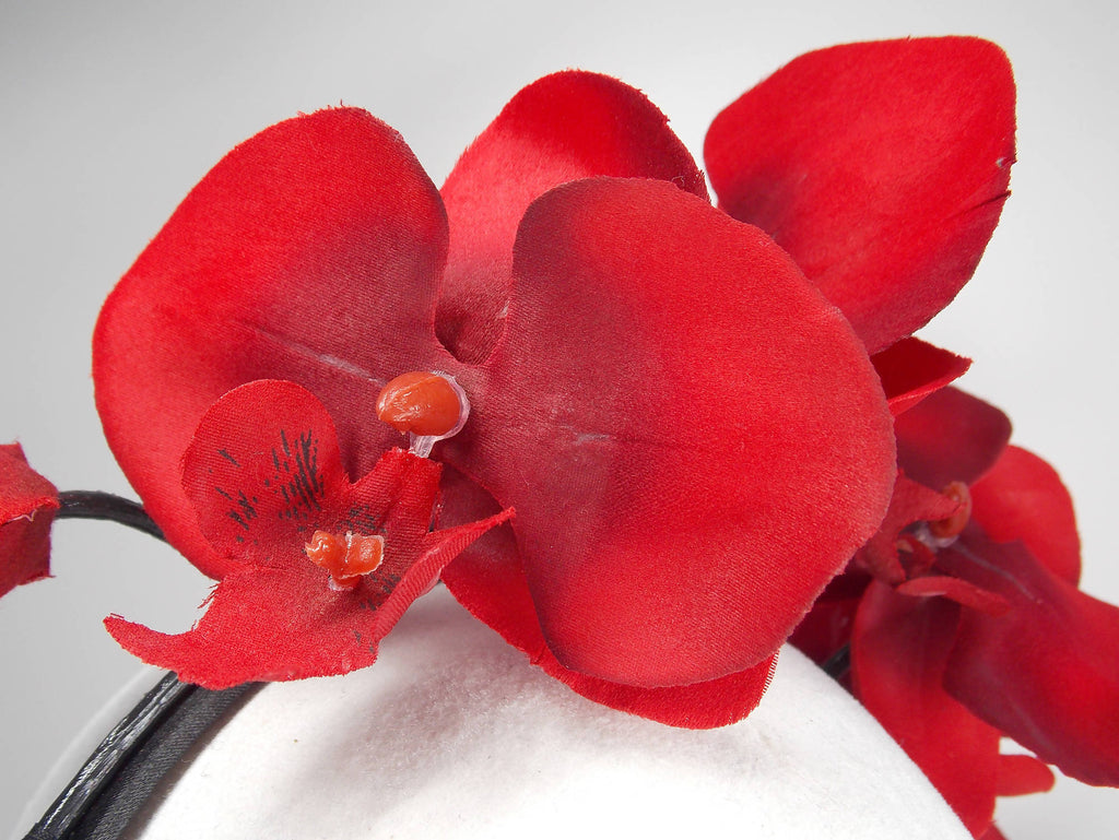 Red orchid flower hair band