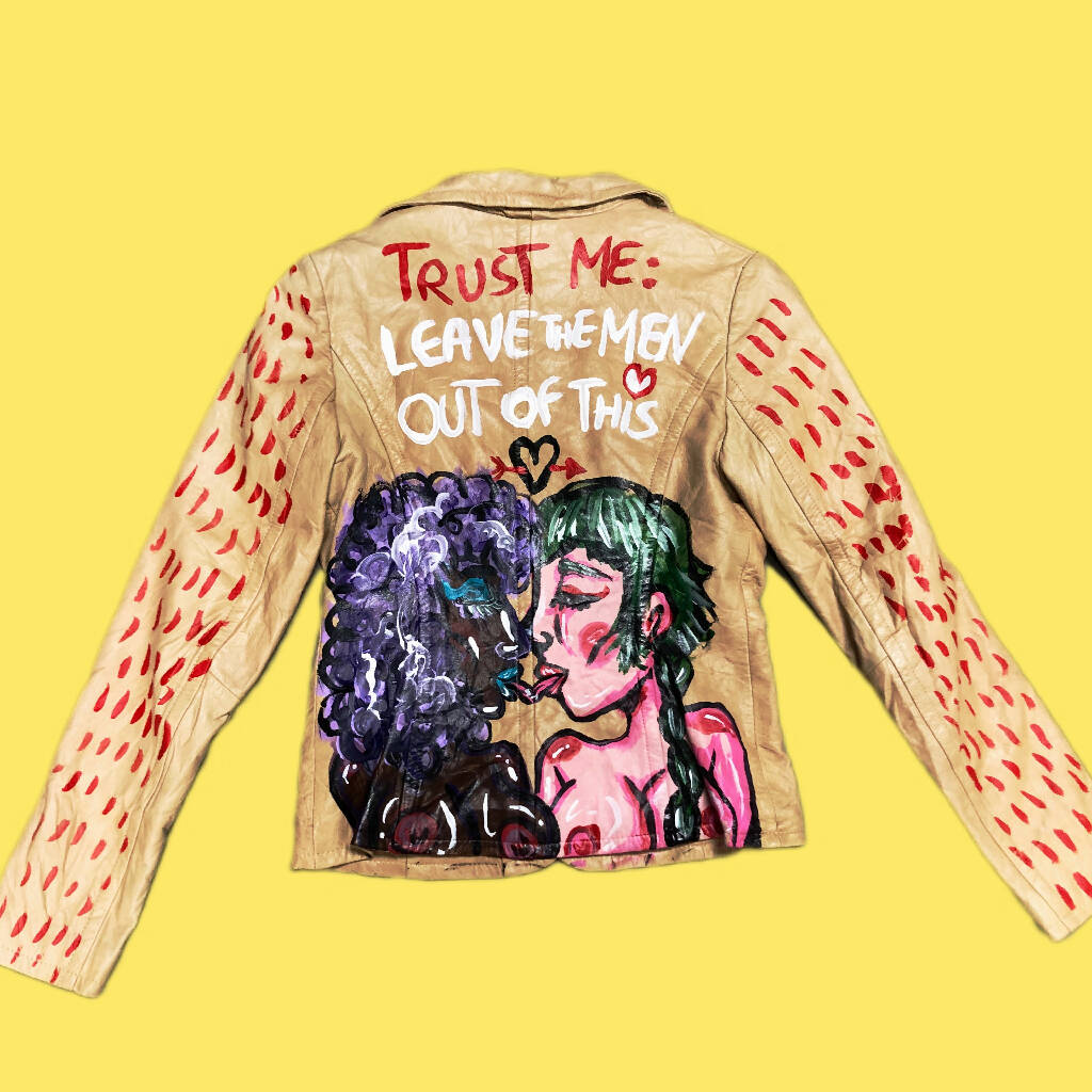 Upcycled hand-painted leather jacket 