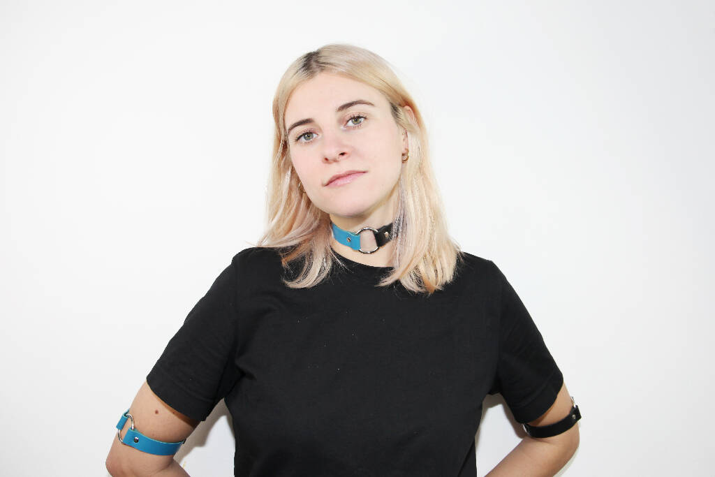 Leather Choker Black/Blue