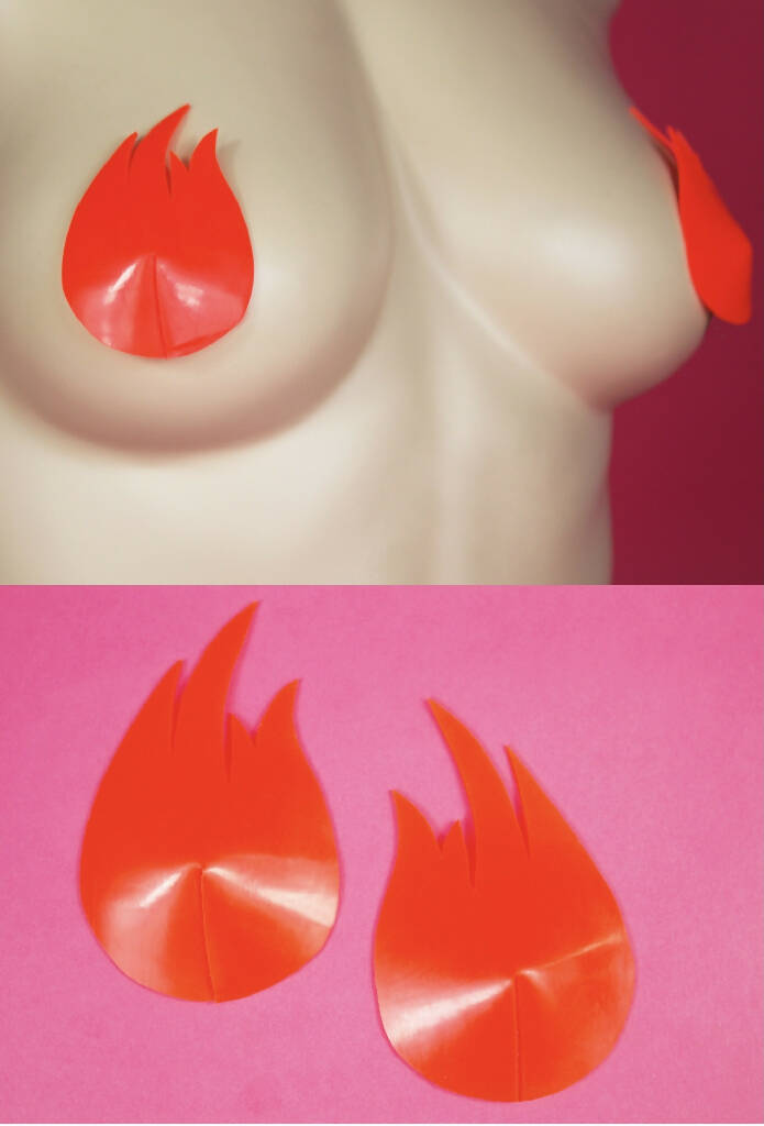 LATEX FLAME NIPPLE PASTIES (PICK YOUR COLOUR)