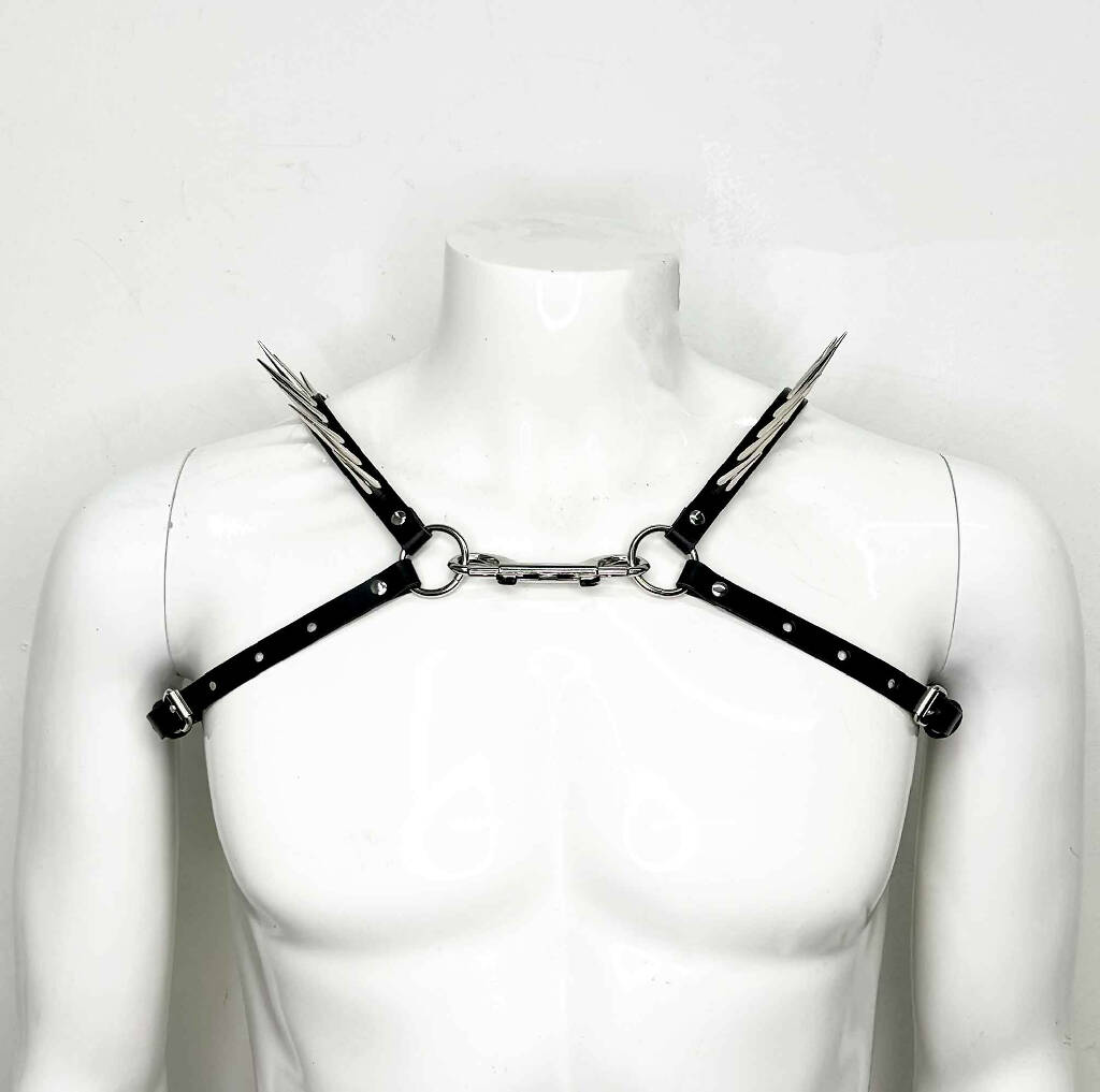 Icarus Spiked Slim Leather Bulldog Harness