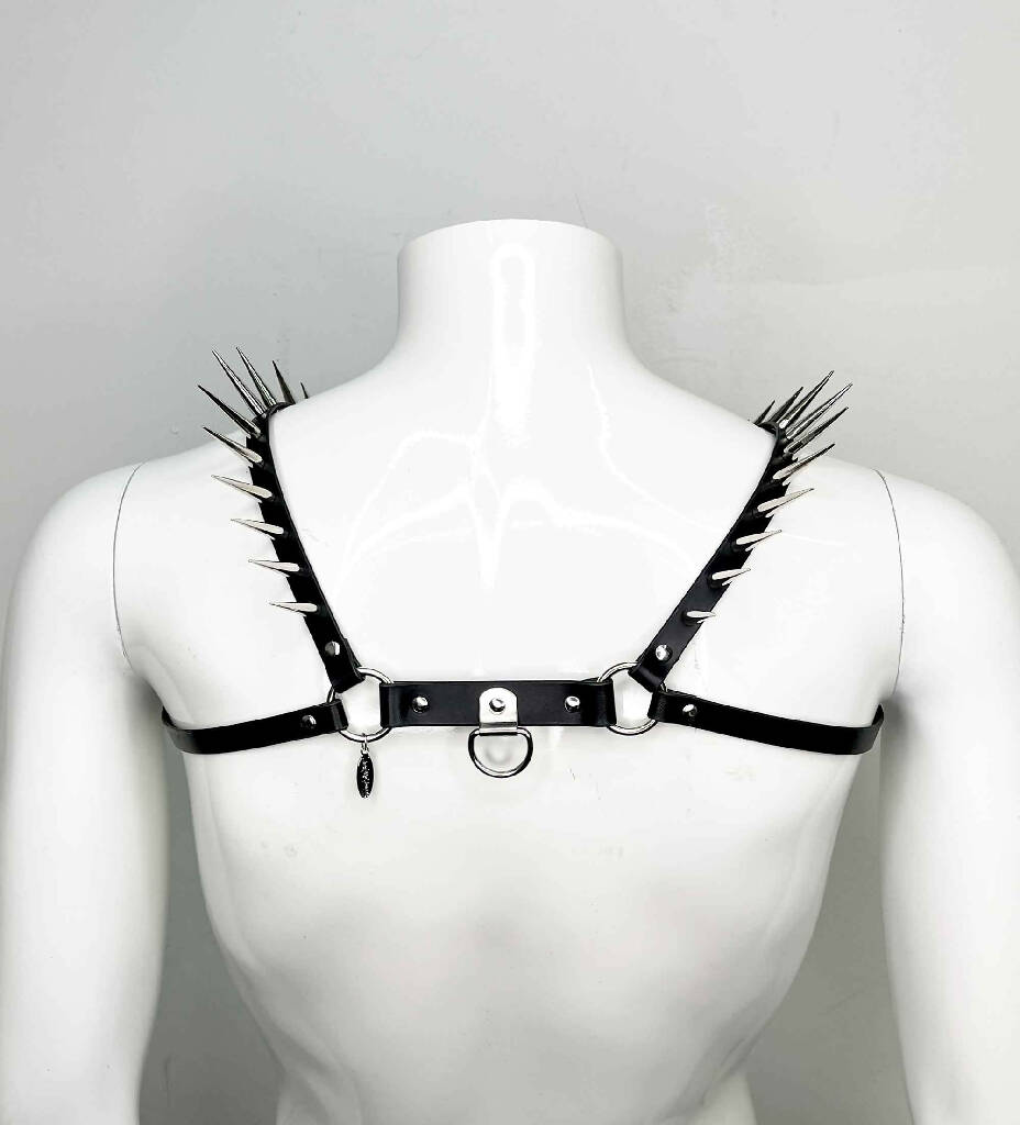 Icarus Spiked Slim Leather Bulldog Harness