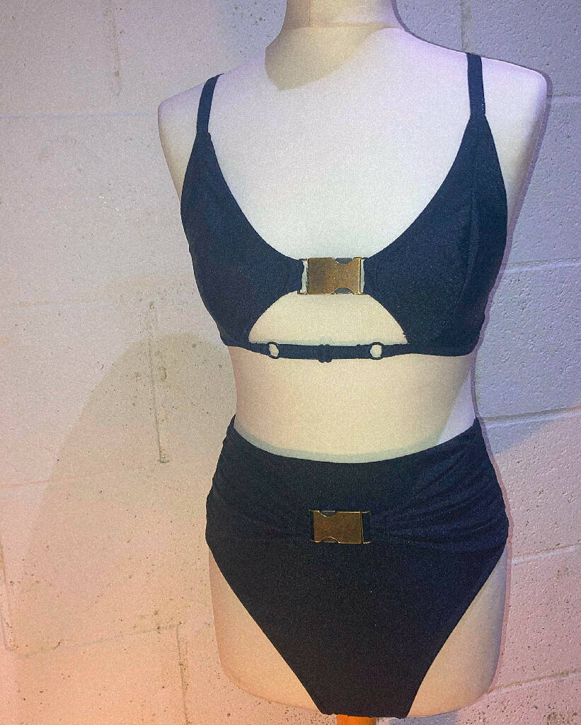 Moore top with under boob cut out and brass buckle