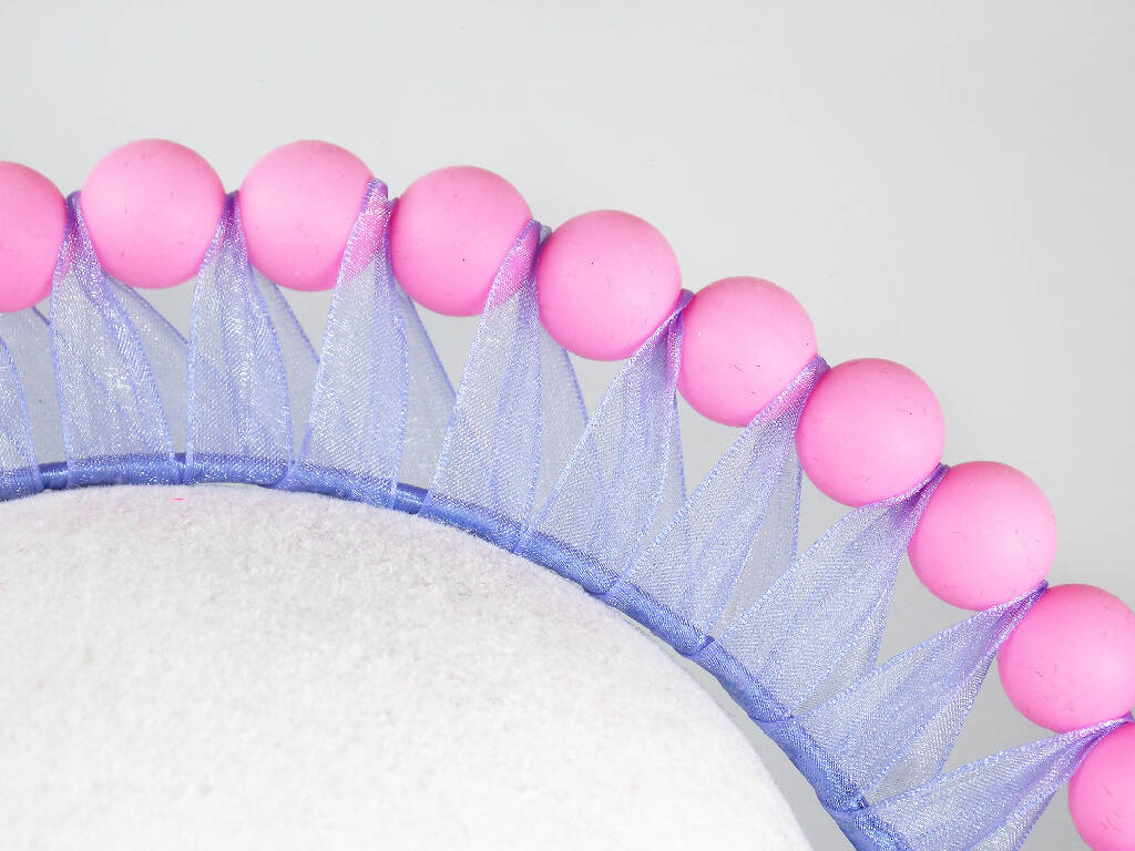 Pink and lilac rubber bead halo headdress