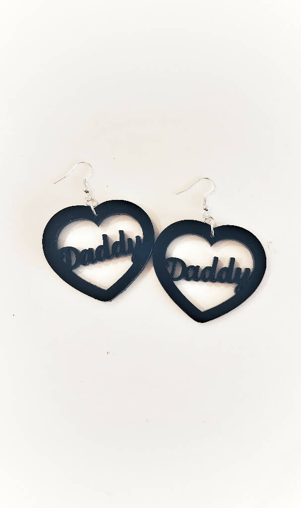 Daddy Heart Cut Out Earrings