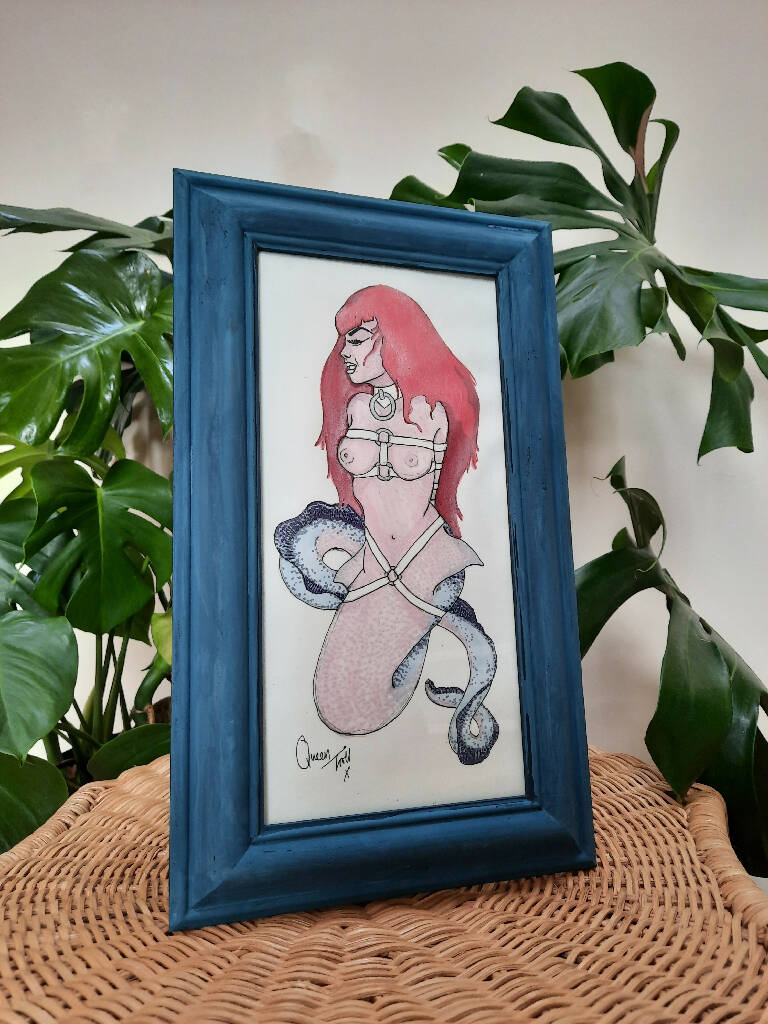 The little bondage mermaid, fantasy art framed original