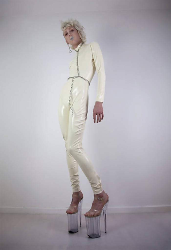 White latex catsuit