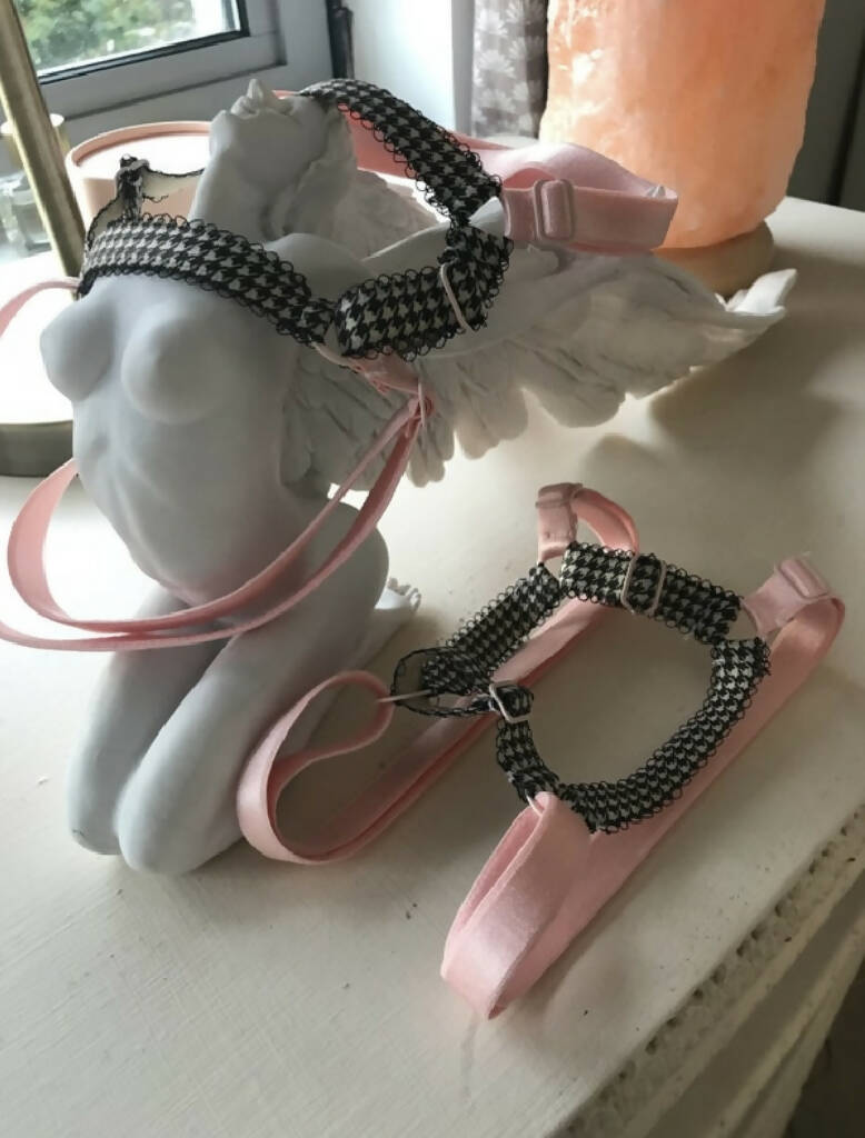 Abigail Pink Body Harness with Leg Suspenders
