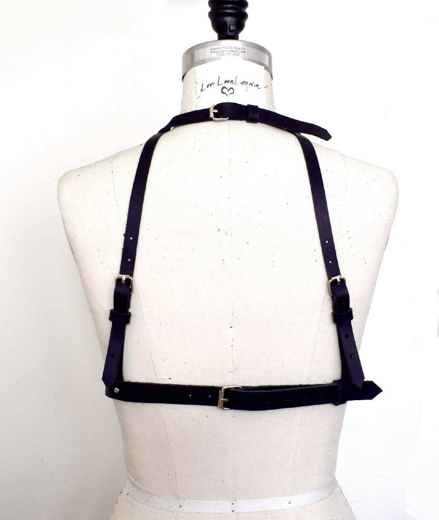 Tui High Neck Leather Harness Bra