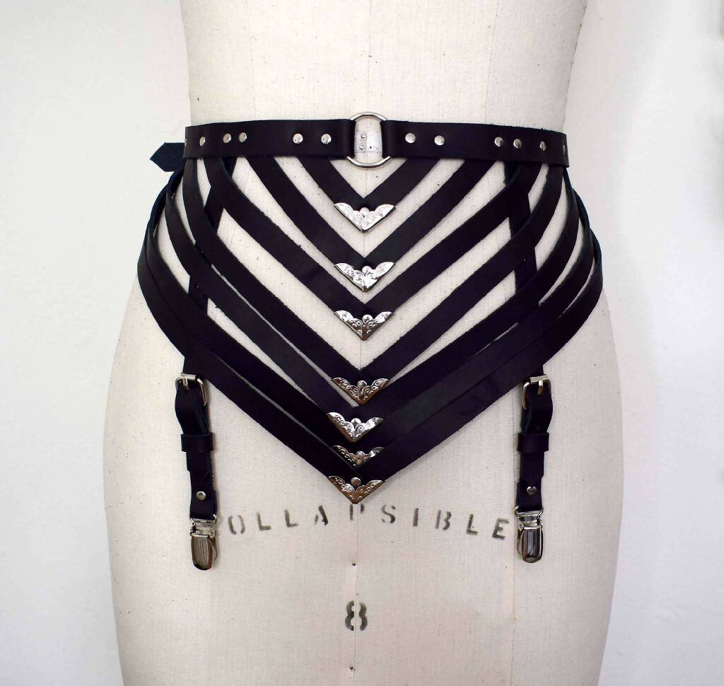 Tui Strappy Black Leather Garter Belt