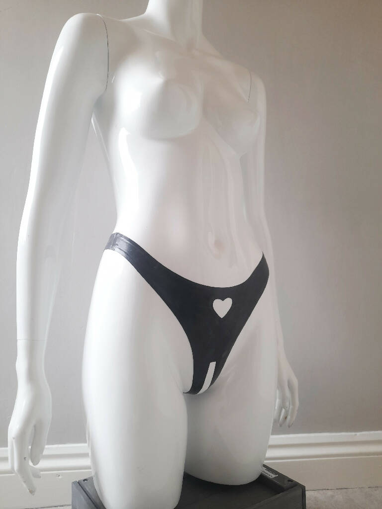 Latex Simple Crotchless Thong with Cut Out Heart, Custom Made