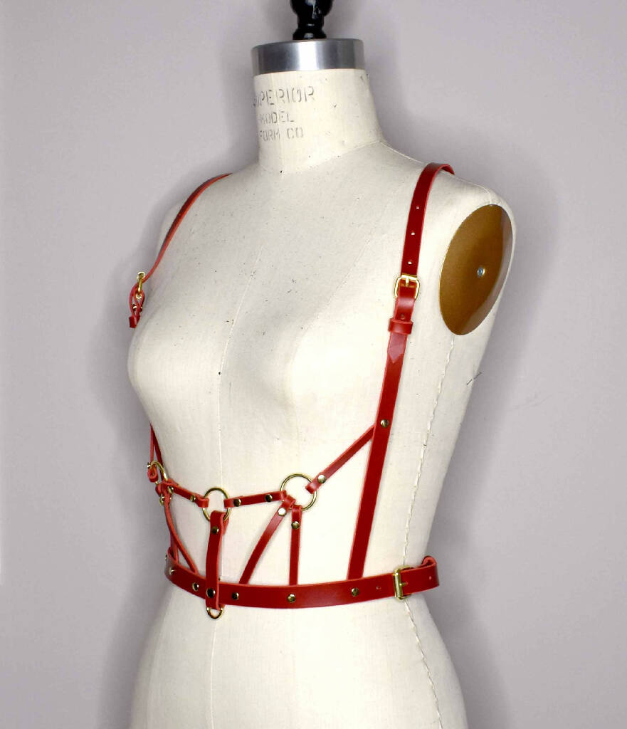 Inanna Strappy Leather Harness Bodice