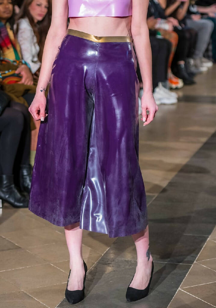 Purple Latex High-Waist Wide-leg Trousers
