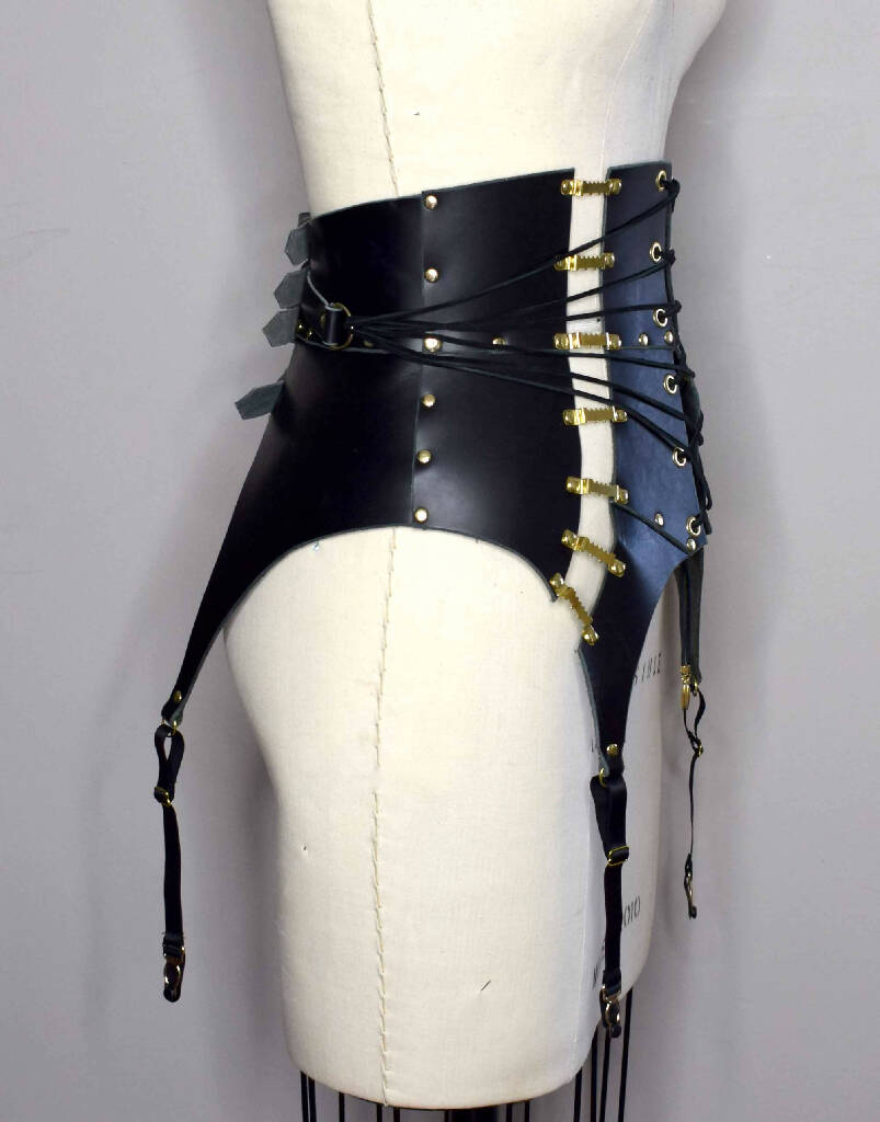 Gigi Fan Lace High Waist Leather Girdle