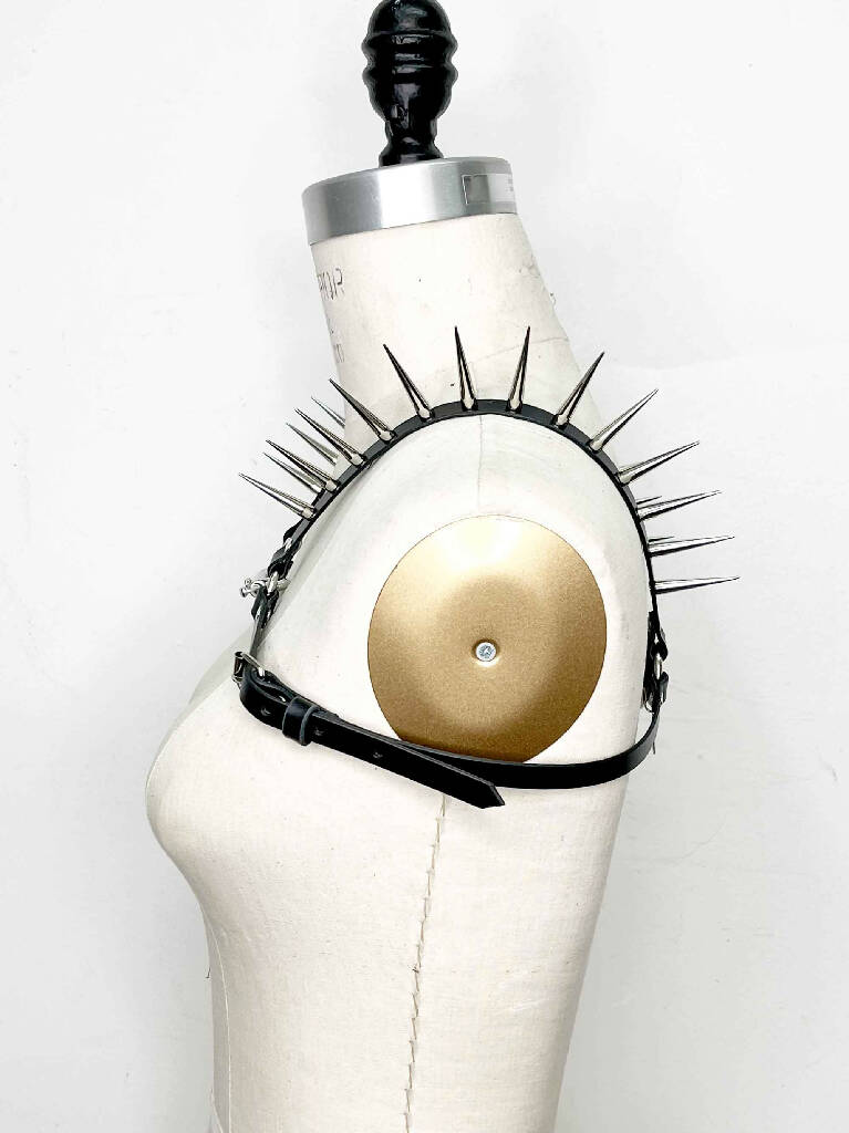 Icarus Spiked Slim Leather Bulldog Harness