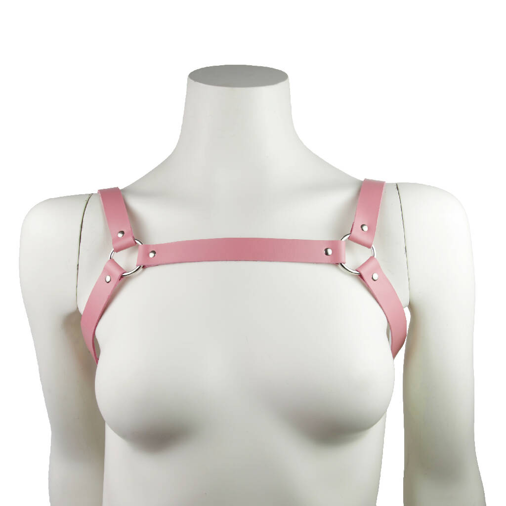 Leather Chest Harness Pink