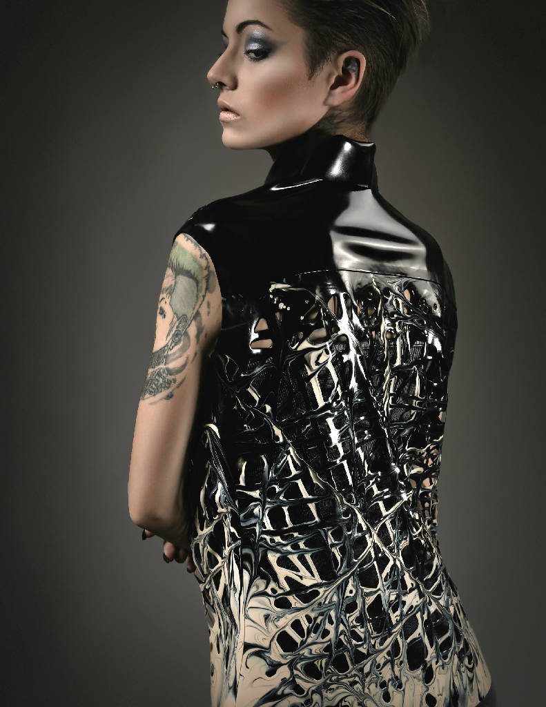 Ombre Mesh Latex Sleeveless Shirt