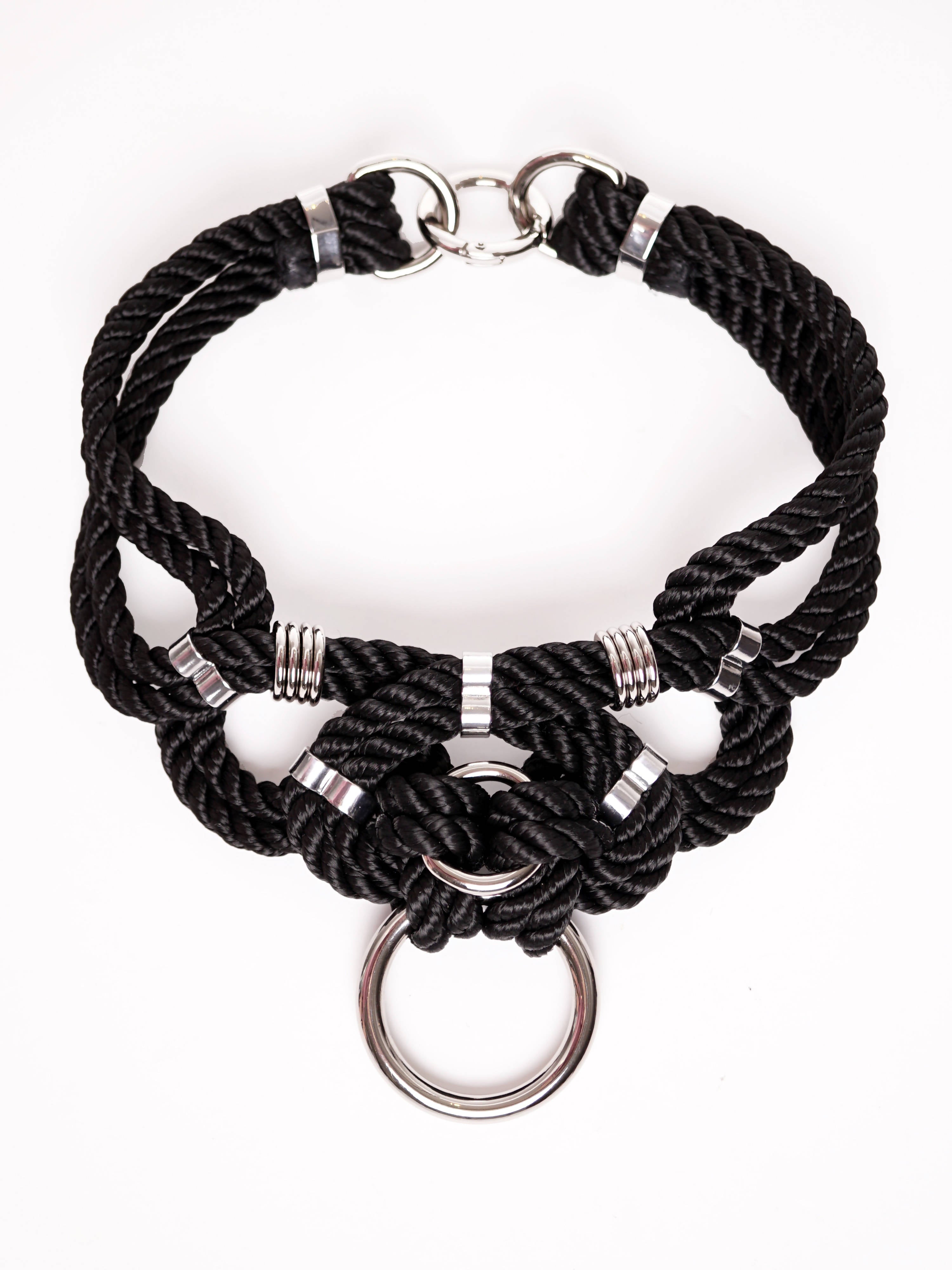MEGAMI' CHOKER WITH DETACHABLE SELF-TIE HARNESS *BLACK*