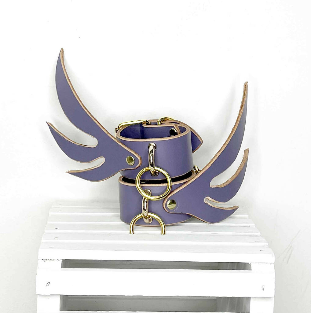 Seraphim Winged Wide Leather Cuffs