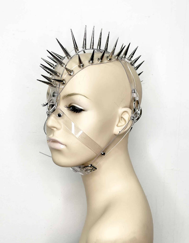 Andromeda Spiked Clear PVC Headdress Mask