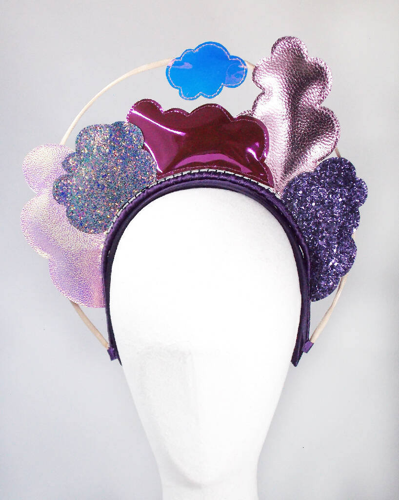 Pastel pink and purple glitter fantasy cloud headdress