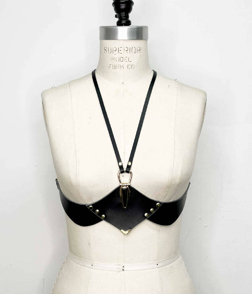 Odile Underbust Leather Harness Bra