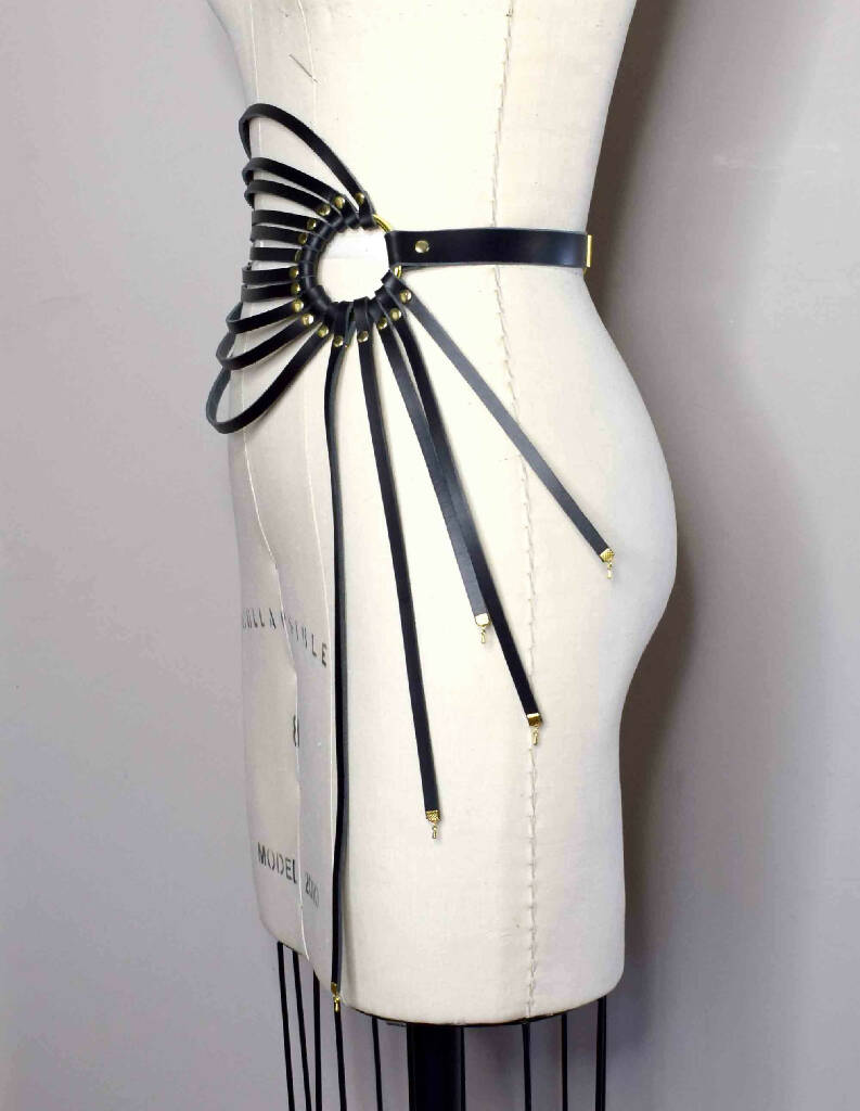 Odile Strappy Black Leather Belt