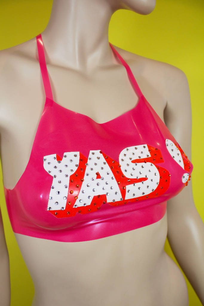Bedazzled "Yas!" Latex Crop Top