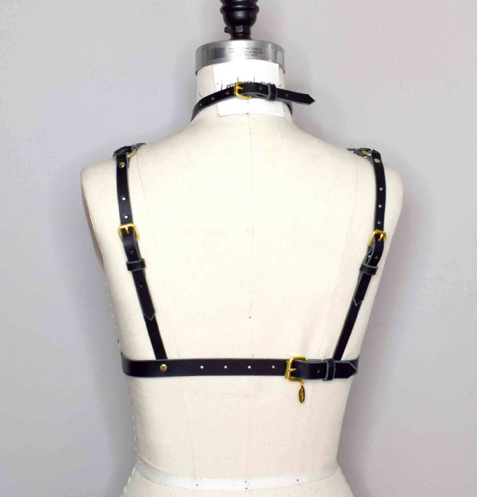 Olivia Strappy Leather Harness Bra