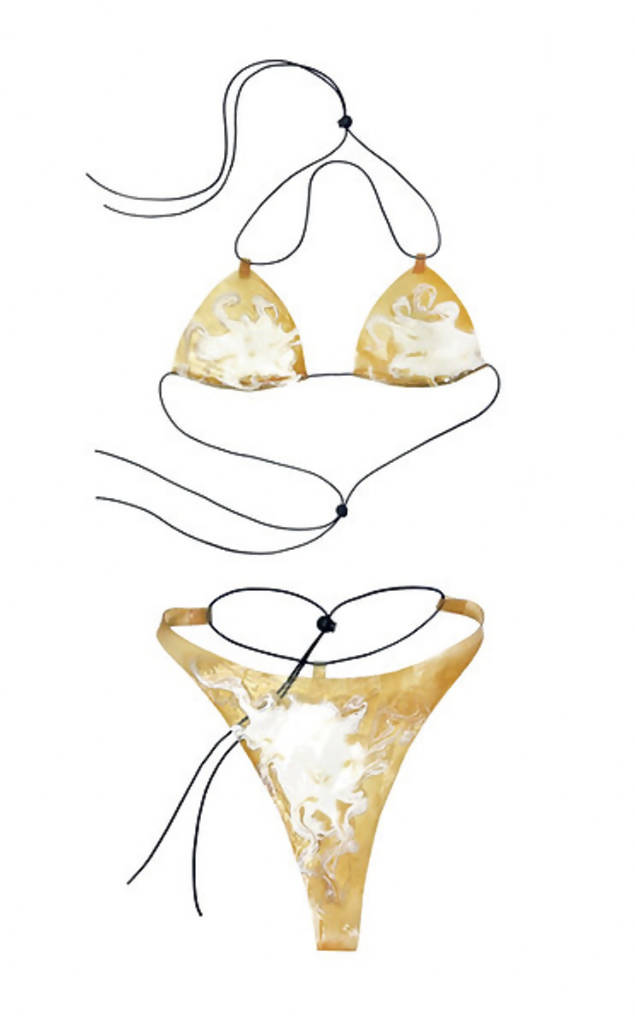 Marble latex bikini set