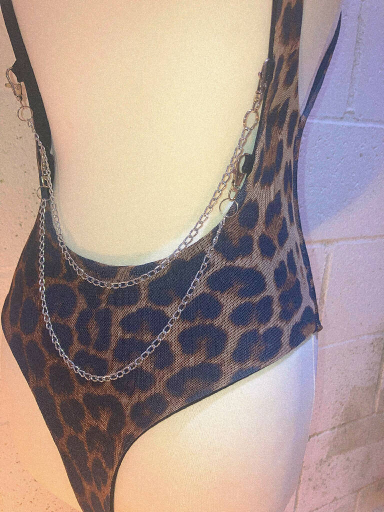 Roxy reversible open back one piece with chain detail