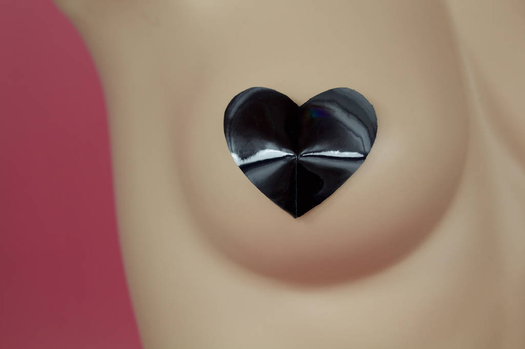 Black PVC Heart Nipple Pasties