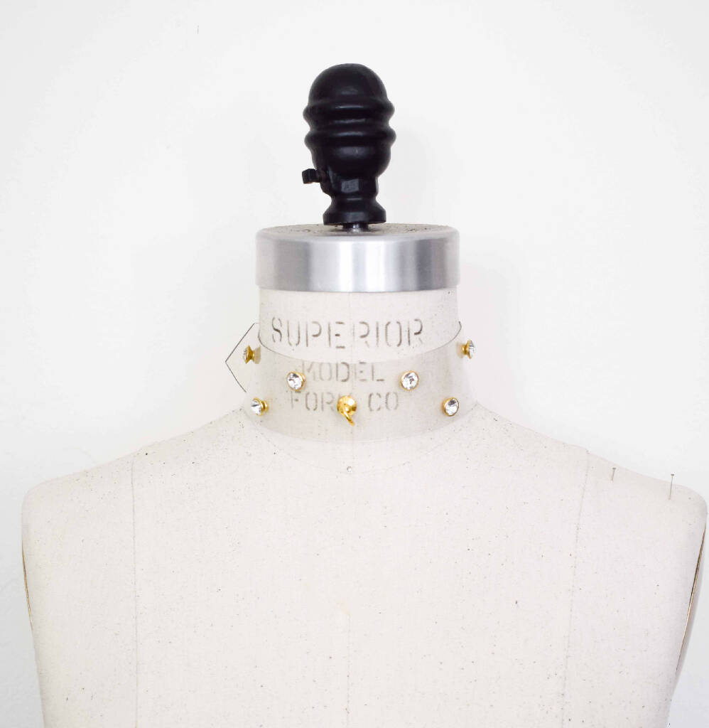 Tina Clear Vinyl Wide Collar with Rhinestones