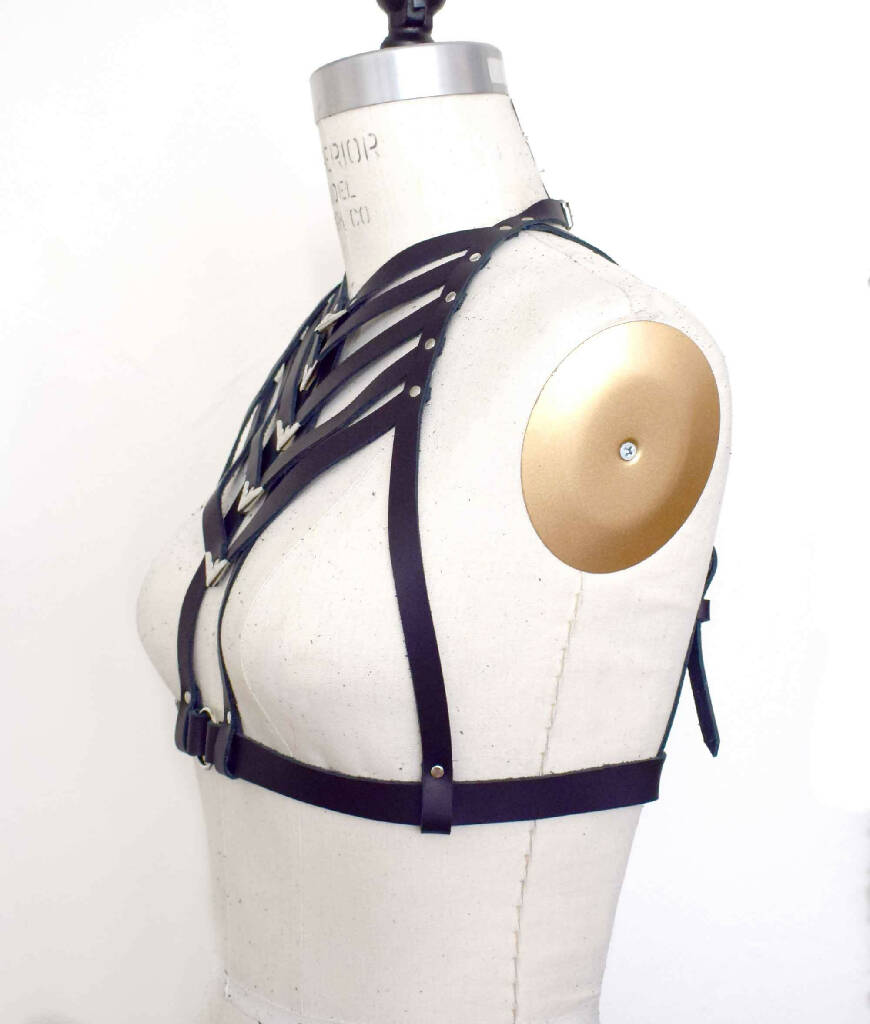 Tui High Neck Leather Harness Bra