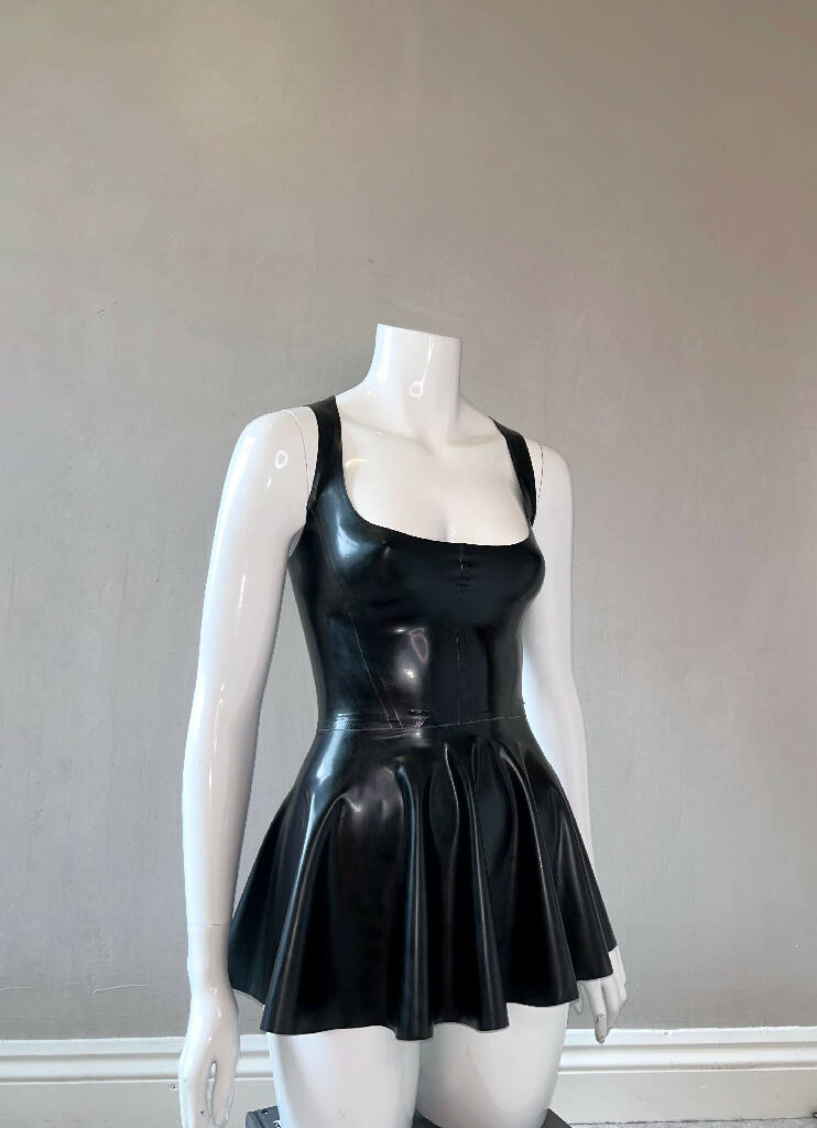 Latex Corset Style Mini Dress with Circle Skirt. | Custom Made.