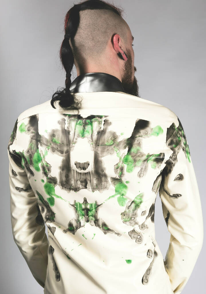 Patterned Latex Collared Shirt Ink Blot