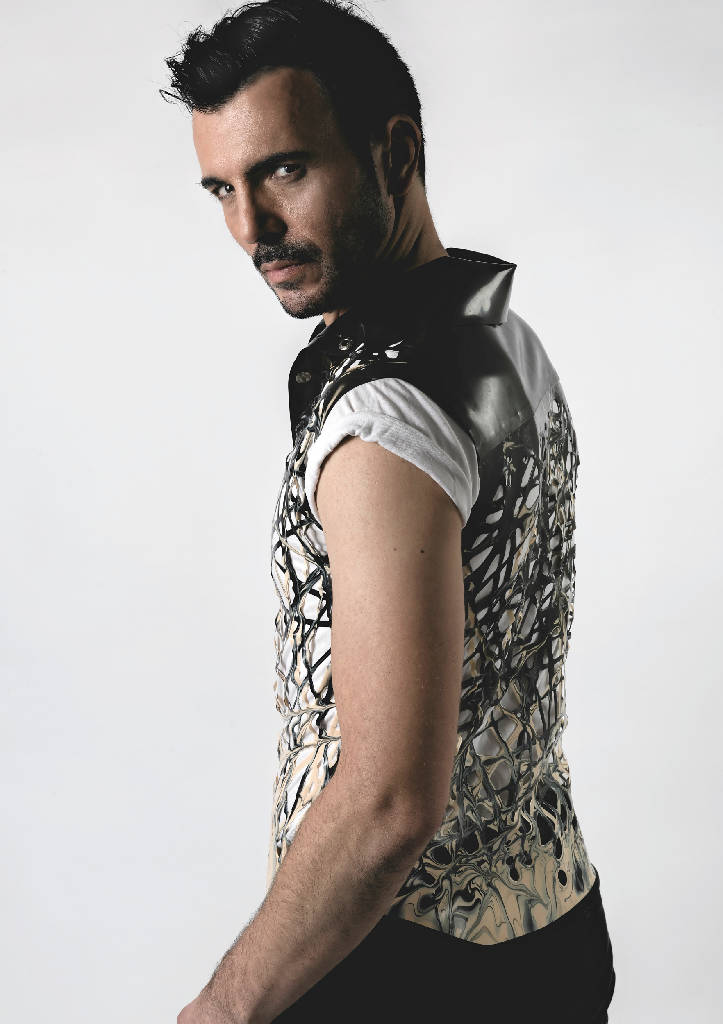 Ombre Mesh Latex Sleeveless Shirt