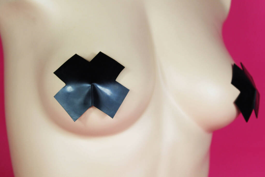 LATEX CROSS NIPPLE PASTIES (PICK YOUR COLOUR)