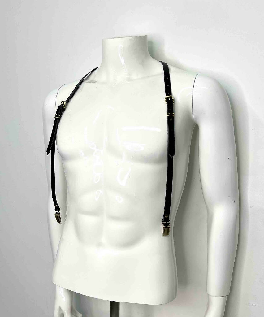 Rowan Slim Y-Back Leather Suspenders