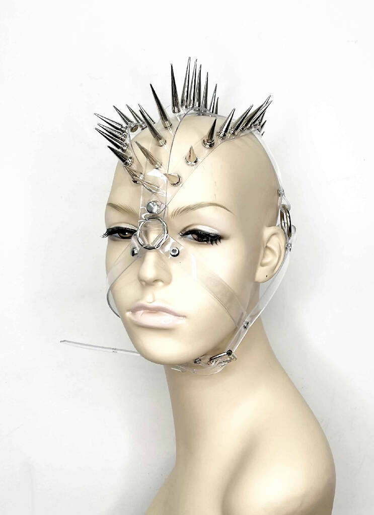 Andromeda Spiked Clear PVC Headdress Mask