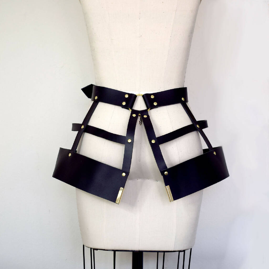 Hubris Leather Harness Cage Skirt